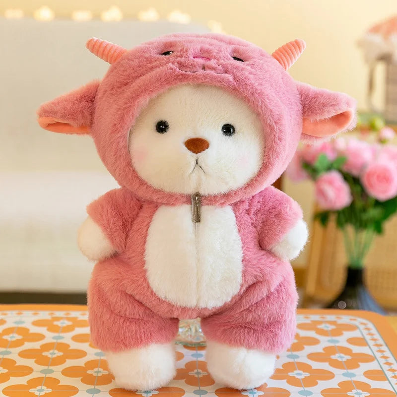 Kawaii Bear Plush Toy Stuffed Animals Teddy Bear Wear Suit Soft Doll Birthday Christmas Gifts for Boy Girl