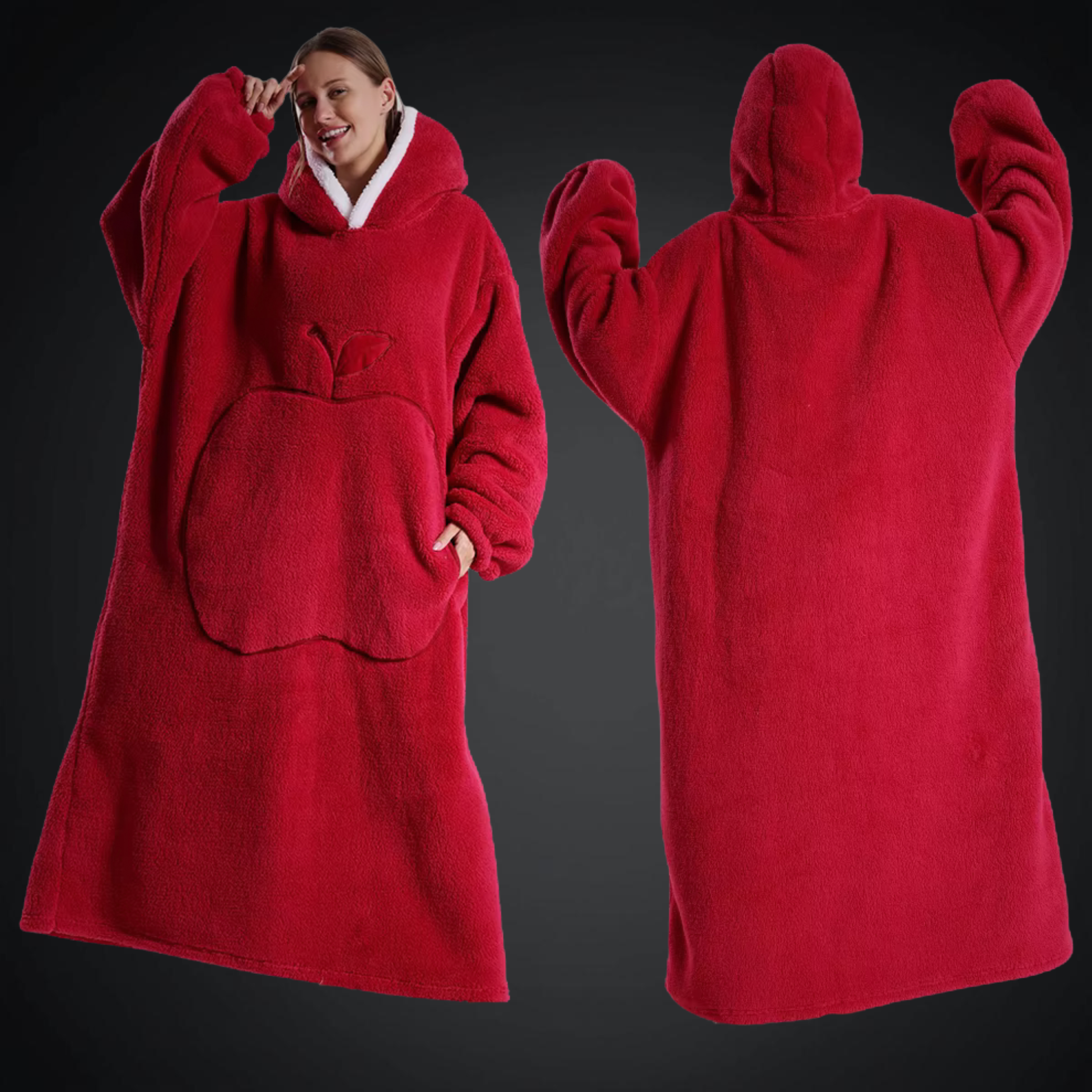 CozyWear Hooded Apple Blanket